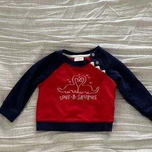 Cat & Jack Red and Navy Love-a-Saurus Sweatshirt Sz 6-9M EUC